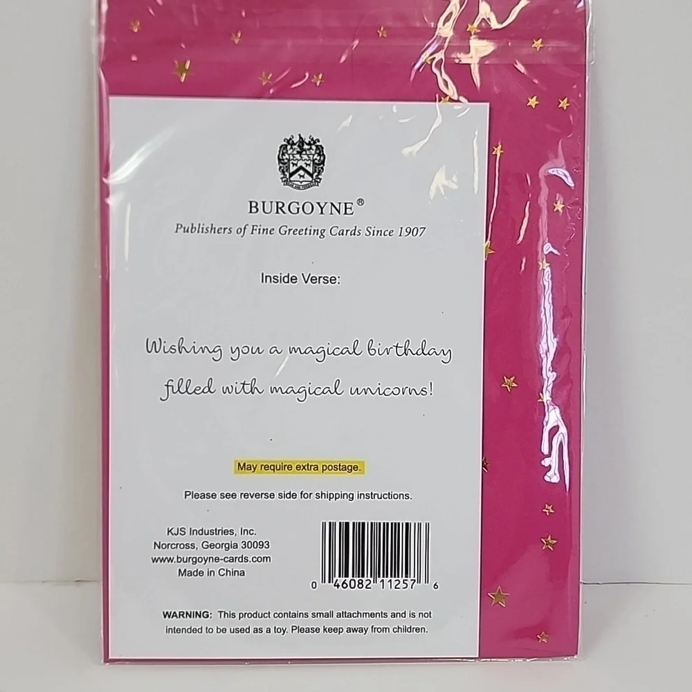 Unicorn Birthday Card + 5pc Hair Clip Set Burgoyne OS